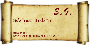Sándi Irén névjegykártya